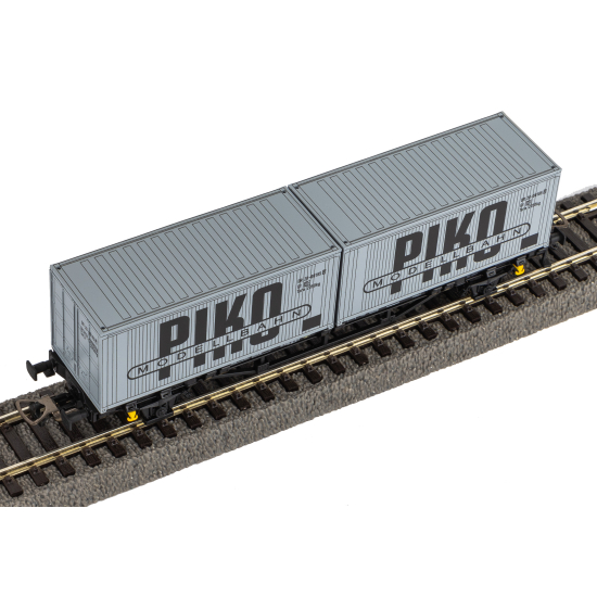 Wagon towarowy platforma DR z 2 kontenerami IV 2x 20ft VEB PIKO 27709 H0